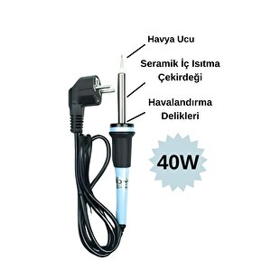 4'lü Lehim Makinası Seti 40w Havya Kalemi Tel Lehim Pastası Elektrik Bandı