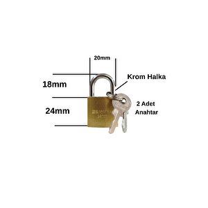 Asma Kilit Dolap Kilidi Paslanmaz Çelik Kilit 25mm 2 Anahtarlı