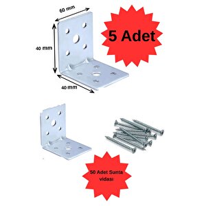 L Demir Köşebent 60x60x60 Mobilya Dolap Raf Masa Çekmece Köşe Sabitleme Birleştirme