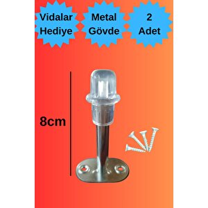 Metal Stoper Kapı Pencere Arkası Krom Renk Tampon 8 Cm Vidalı Duvar Koruyucu Silikon Stoper 2 Adet