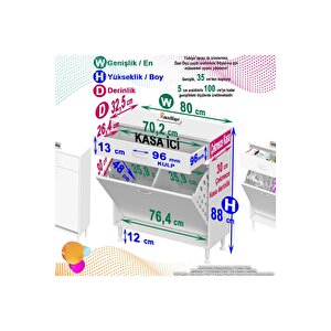 Modilayn Emi̇r 80x88x32,5 Cm 2 Göz Sepetli Düzenleyici Dolap