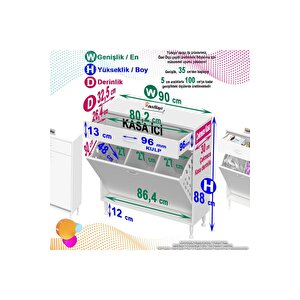 Modilayn Emi̇r 90x88x32,5 Cm 3 Göz Sepetli Düzenleyici Dolap