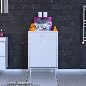 Emi̇r 65 X 88 X 32,5 Cm’lik 1 Çekmece 1 Göz Kirli Çamaşır Sepeti, Temizlik Gereçleri İçin Şık Ve Pratik Seleli Organizatör Banyo Dolabı 65 cm