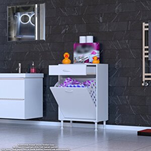 Emi̇r 65 X 88 X 32,5 Cm’lik 1 Çekmece 1 Göz Kirli Çamaşır Sepeti, Temizlik Gereçleri İçin Şık Ve Pratik Seleli Organizatör Banyo Dolabı 65 cm