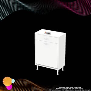 Modilayn Emi̇r 65 X 88 X 32,5 Cm’lik 1 Çekmece 1 Göz Kirli Çamaşır Sepeti, Temizlik Gereçleri İçin Şık Ve Pratik Seleli Organizatör Banyo Dolabı