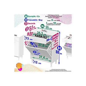 Modilayn Emi̇r 35 X 88 X 32,5 Cm’lik 1 Çekmece 1 Göz Kirli Çamaşır Sepeti, Temizlik Gereçleri İçin Şık Ve Pratik Seleli Organizatör Banyo Dolabı