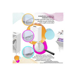 Modilayn Emi̇r 35 X 88 X 32,5 Cm’lik 1 Çekmece 1 Göz Kirli Çamaşır Sepeti, Temizlik Gereçleri İçin Şık Ve Pratik Seleli Organizatör Banyo Dolabı