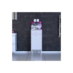 Emi̇r 40 X 88 X 32,5 Cm’lik 1 Çekmece 1 Göz Kirli Çamaşır Sepeti, Temizlik Gereçleri İçin Şık Ve Pratik Seleli Organizatör Banyo Dolabı 40 cm