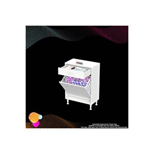Modilayn Emi̇r 60 X 88 X 32,5 Cm’lik 1 Çekmece 1 Göz Kirli Çamaşır Sepeti, Temizlik Gereçleri İçin Şık Ve Pratik Seleli Organizatör Banyo Dolabı