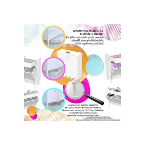 Modilayn Emi̇r 100x88x32,5 Cm 3 Göz Sepetli Kirli Çamaşır Pratik Düzenleyici Dolap