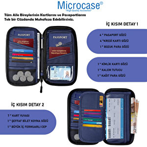 Microcase Unisex Su Geçirmez Çok Amaçlı Seyehat Pasaport Çok Gözlü Organizer Çanta Al4863y