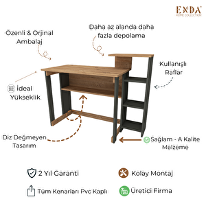 Saye 5 Raflı Kitaplıklı Çalışma Masası Atlantik Çam - Antrasit