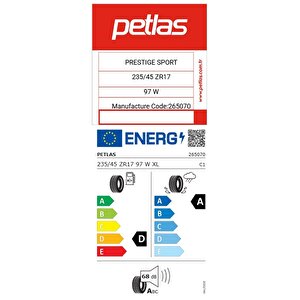 235/45 Zr17 Tl 97w Xl Prestige Sport Yaz Lastiği (üretim Tarihi:2025)