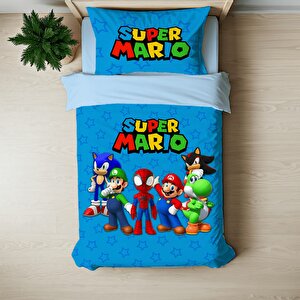 Super Mario Tema Baskılı Tek Kişilik Nevresim Takımı