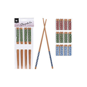 Puantiye Desenli Bambu Chopstick Set 8 Parça 22,5 X 0,7