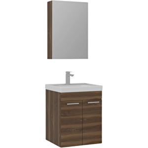 Enez 55 Cm Tesbih Ceviz Banyo Dolabı Takımı (dolaplı Ayna)