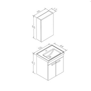 Enez 55 Cm Tesbih Ceviz Banyo Dolabı Takımı (dolaplı Ayna)