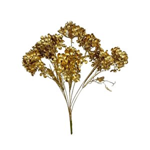 Yapay Çiçek Altın Gold Ortanca Demet Garnitür Dekoratif Yapay Çiçek