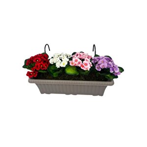Yapay Çiçek Menekşe Mokka Küpeşte Askılı Saksıda Balkon Çiçeği