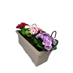 Yapay Çiçek Menekşe Mokka Küpeşte Askılı Saksıda Balkon Çiçeği