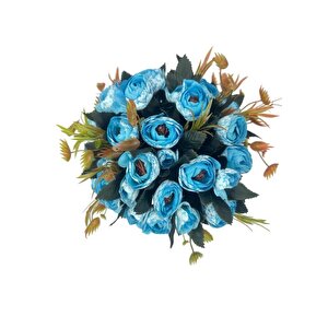 Yapay Çiçek Krem Antik Saksıda Mavi Erengül 23cm