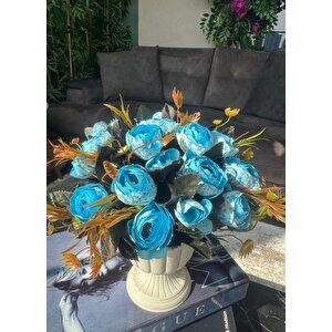Yapay Çiçek Krem Antik Saksıda Mavi Erengül 23cm