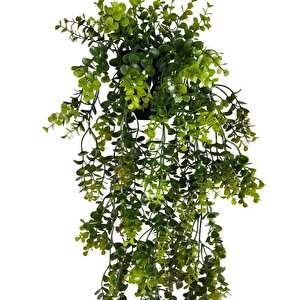 Yapay Çiçek Saksıda Sarkan Şimşir Kahverengi Yeşil Okaliptus Yapay Sarmaşık 60cm