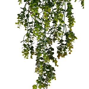 Yapay Çiçek Saksıda Sarkan Şimşir Kahverengi Yeşil Okaliptus Yapay Sarmaşık 60cm