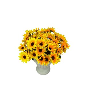 Yapay Çiçek Krem Antik Saksıda Sarı Papatya 23cm