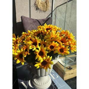 Yapay Çiçek Krem Antik Saksıda Sarı Papatya 23cm