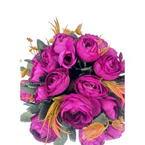 Yapay Çiçek Krem Antik Saksıda Mor Erengül 23cm