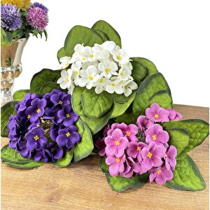 3lü Set Yapay Çiçek Kadife Menekşe Gerçekçi Doku