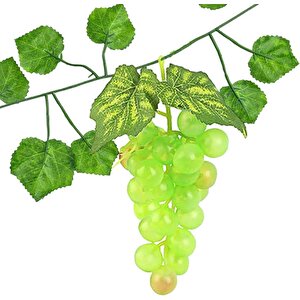 2li Set Yapay Meyve Yeşil Üzüm Süs Dekoratif Sahte Meyve 15cm