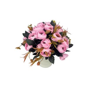 Yapay Çiçek Krem Antik Saksıda Pembe Erengül 23cm