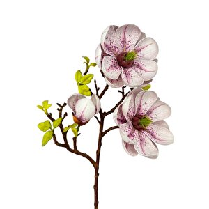 Yapay Çiçek Pembe Açık Eva Manolya 2 Çiçek 1 Tomurcuk Uzun Dal Çiçek Flowers 55cm Gerçeksi Doku