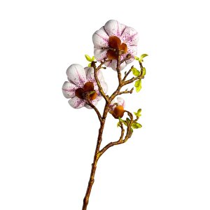 Yapay Çiçek Pembe Açık Eva Manolya 2 Çiçek 1 Tomurcuk Uzun Dal Çiçek Flowers 55cm Gerçeksi Doku