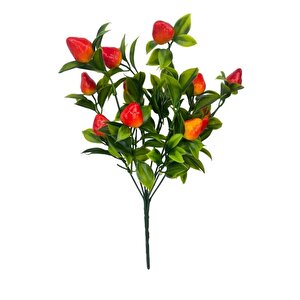 3lü Set Yapay Çilek Demeti Yapay Çiçek 30*20cm Yeşil Yapraklı