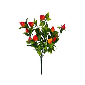 3lü Set Yapay Çilek Demeti Yapay Çiçek 30*20cm Yeşil Yapraklı