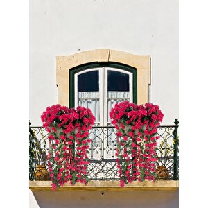 Yapay Çiçek Fuşya Begonvil Sarkan Menekşe Mokka Küpeşte Askılı Saksıda Balkon Çiçeği Çiçek Sepeti