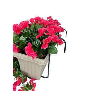 Yapay Çiçek Fuşya Begonvil Sarkan Menekşe Mokka Küpeşte Askılı Saksıda Balkon Çiçeği Çiçek Sepeti