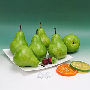 Yapay Meyve Sebze 6lı Paket Yeşil Armut Doğal Görünüm