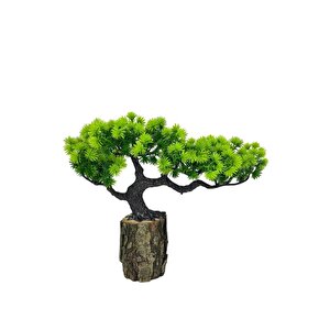 Yapay Çiçek Bonsai Ağacı Kütük Saksıda Yatık Akasya  Dekoratif Yapay Ağaç Bonzai 30*20 Cm