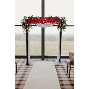 Yapay Çiçek Kırmızı Gül Tak Organizasyon Nişan Düğün Dekor Çiçeği Süsleme Tag 25x130cm