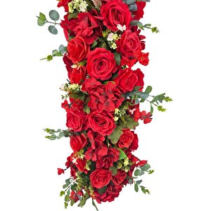 Yapay Çiçek Kırmızı Gül Tak Organizasyon Nişan Düğün Dekor Çiçeği Süsleme Tag 25x130cm