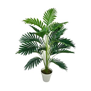 Yapay Ağaç Salon Bitkisi Areka Palmiye Krem Saksıda 90cm 24 Yaprak Plastik