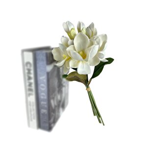 Yapay Çiçek Manolya Letex Eva Magnolia 33cm Beyaz Krem