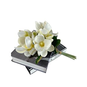 Yapay Çiçek Manolya Letex Eva Magnolia 33cm Beyaz Krem
