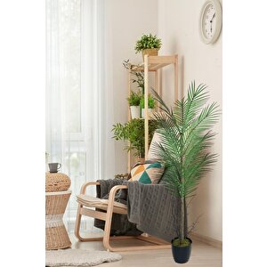 Yapay Ağaç Palmiye 135*50cm 20yaprak Areka Ağacı Siyah Saksıda Tek Gövdeli