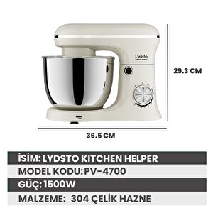 Kitchen Helper Pv-4700 1500w-5.2 Litre -10 Kademe Hız Ayarı Stand Mikser Hamur Yoğurma Makinesi