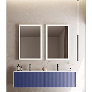 Cube 160 Cm Mat Lacivert Banyo Dolabı Takımı